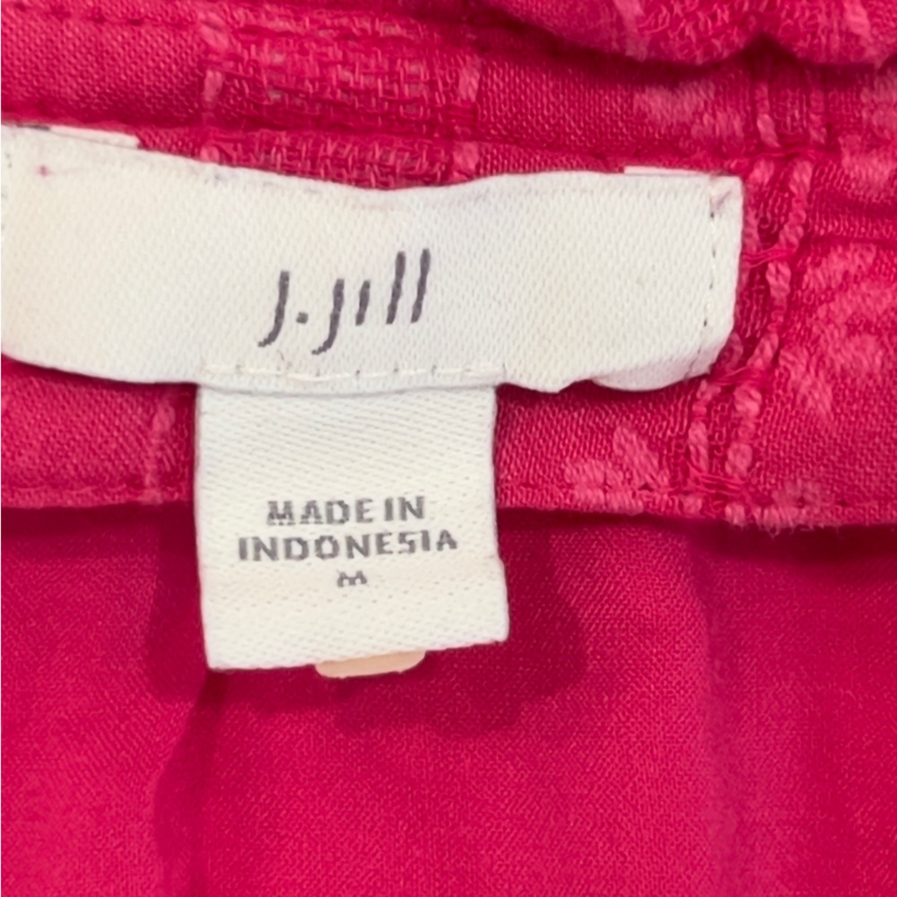 J. Jill Womens Hot Pink Button-Front Tiered Peasant Dress Size Medium - Picture 2 of 14